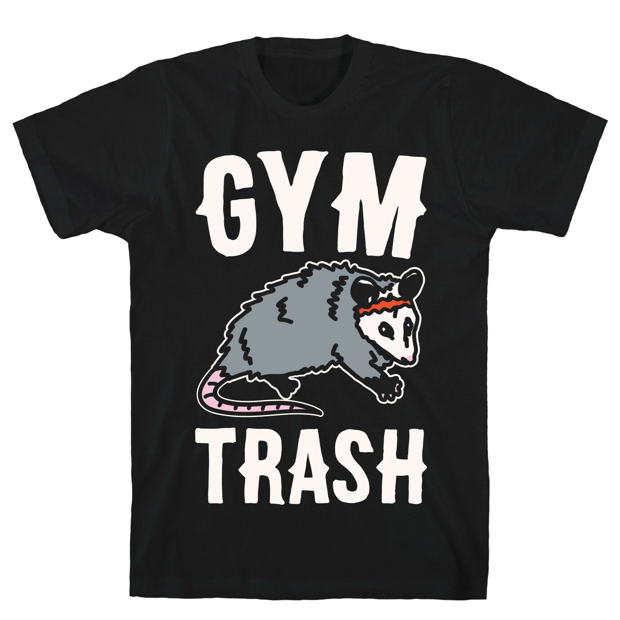Gym Trash Opossum White Print T-Shirt